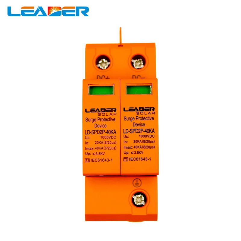 

10 PEC CE Approved 2P DC 500V 1000V 20-40KA SPD House Surge Protector Protective Arrester Device Din rail Lightning Protection