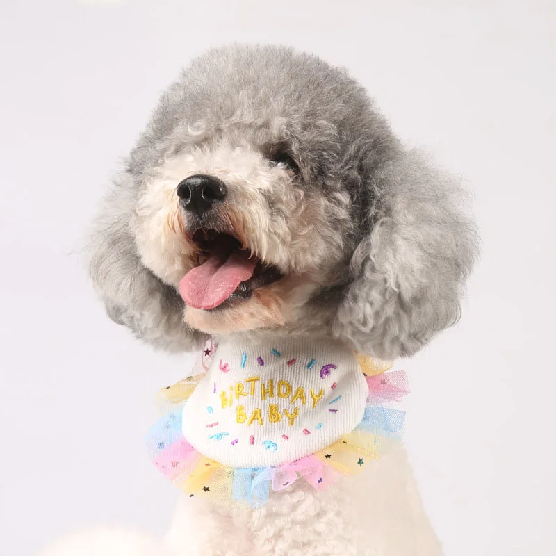 

INS Dog Accessories Happy Birthday Party Bow Tie Bib Puppy Chihuahua Yorkshire Cat Slobber Cat Scarf For Small Dogs