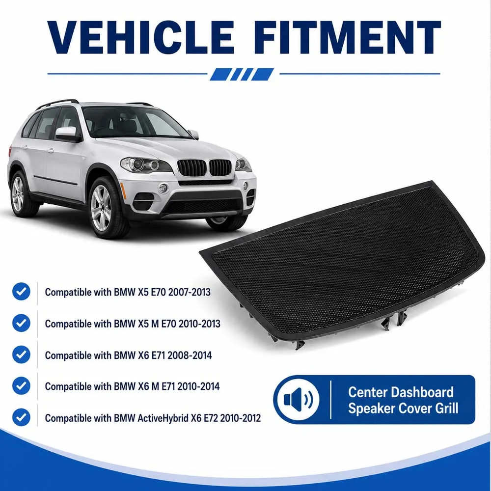 Фото Для BMW X5 E70 X6 E71 E72: Накладка на центральную консоль, решетка динамика, панель приборов, панель громкоговорителя 51456972206 №3