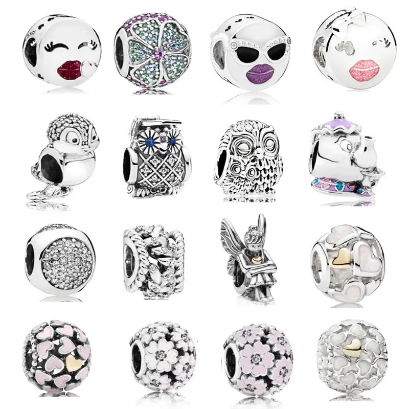 

Новинка, серебристые бусины в виде совы со смайликом, счастливый клевер, мама, любовь, DIY бусины для изготовления ювелирных изделий, бесплатная доставка