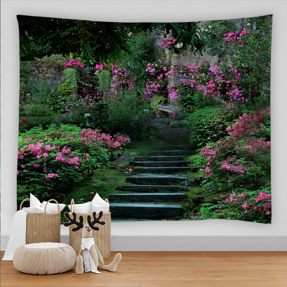 

Idyllic Garden The Scenery Tapestry Wall Hanging Tapestry Wall Art Bedroom Decor Wall Tapestry Home Living Room Background Decor