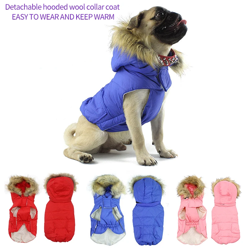 

Winter Soft Warm Dog Clothes Bulldog Chihuahua Hat Detachable Clothing Cotton Coat Coat Small, Medium And Large Pet Dog Vest