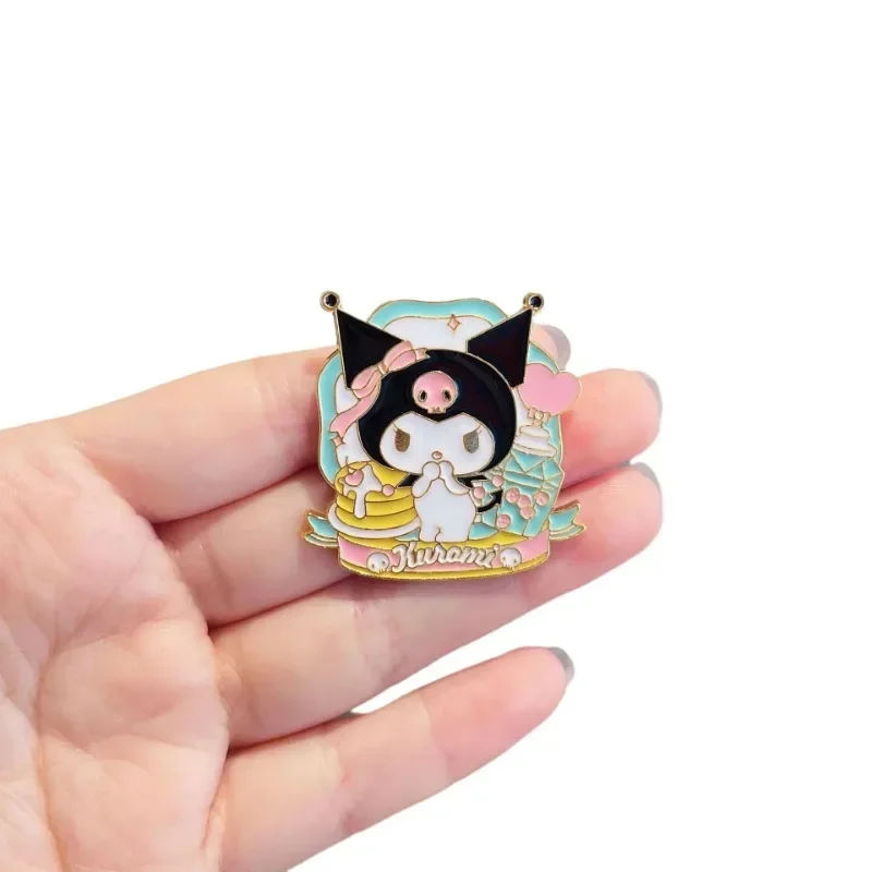 Kawaii Sanrio Kuromi брошь Hello Kitty эмалированный значок на лацкане булавки для рюкзака