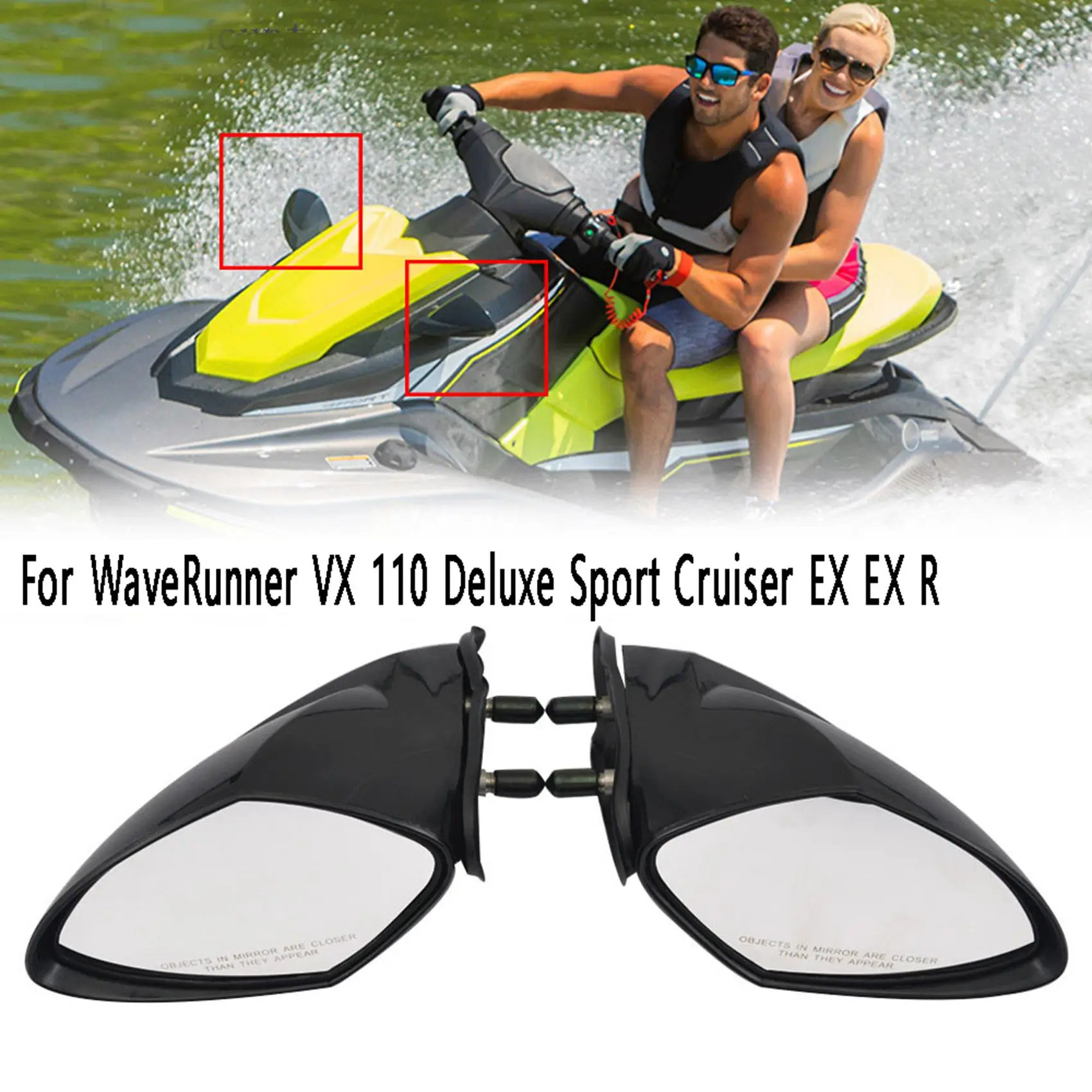 

Motorboat Left Rearview Mirror Jet Ski Mirror Accessories for Yamaha WaveRunner VX 110 Deluxe Sport Cruiser EX EX R