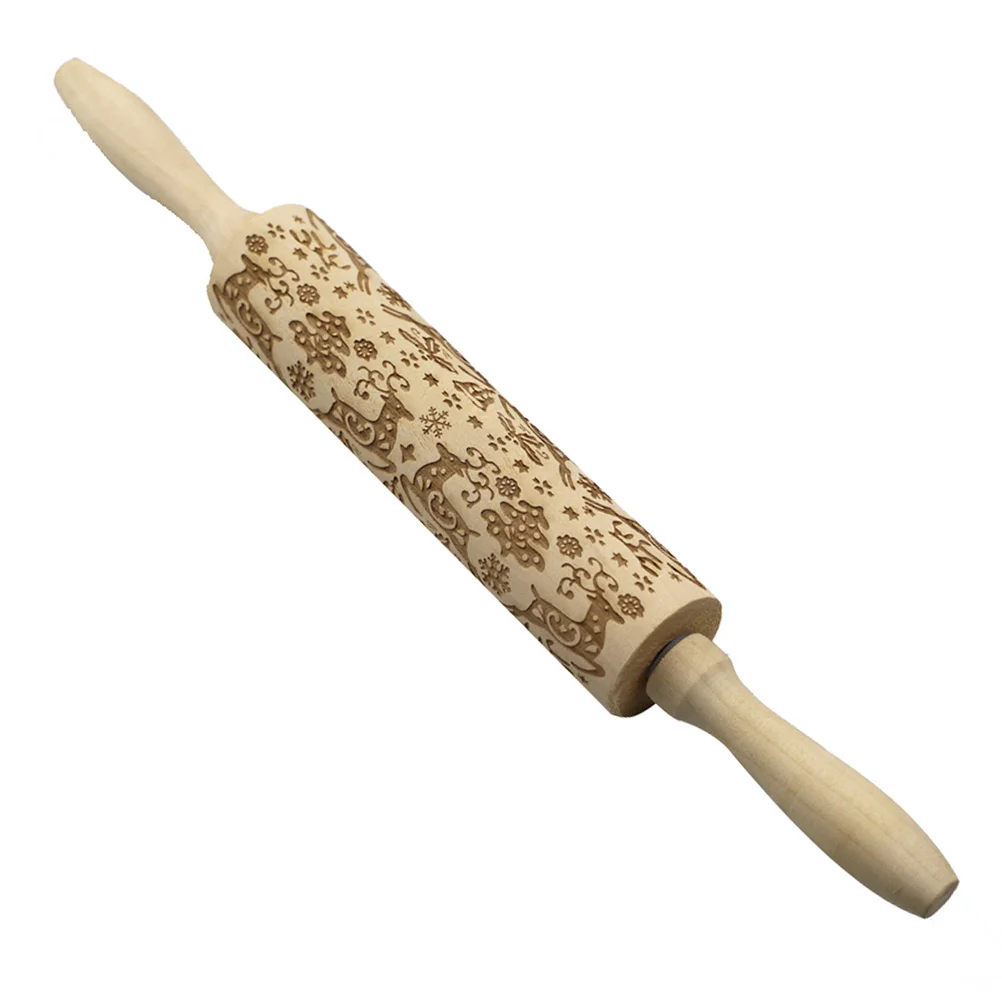 

Christmas Rolling Pin Roller Embossing Woodenengraved Embossed Doughparty Decor