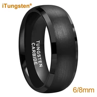 itungsten 6mm 8mm black tungsten rings for men women engagement wedding band fashion jewelry domed beveled edges comfort fit