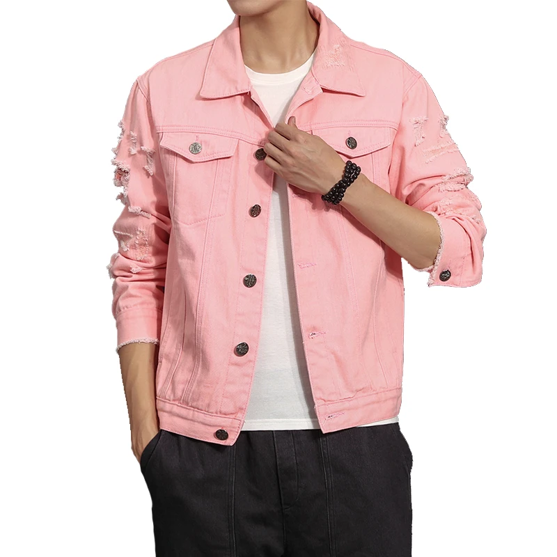 

Осенняя джинсовая куртка, новинка, мужское джинсовое пальто, джинсовая куртка с дырками на весну, 5XL