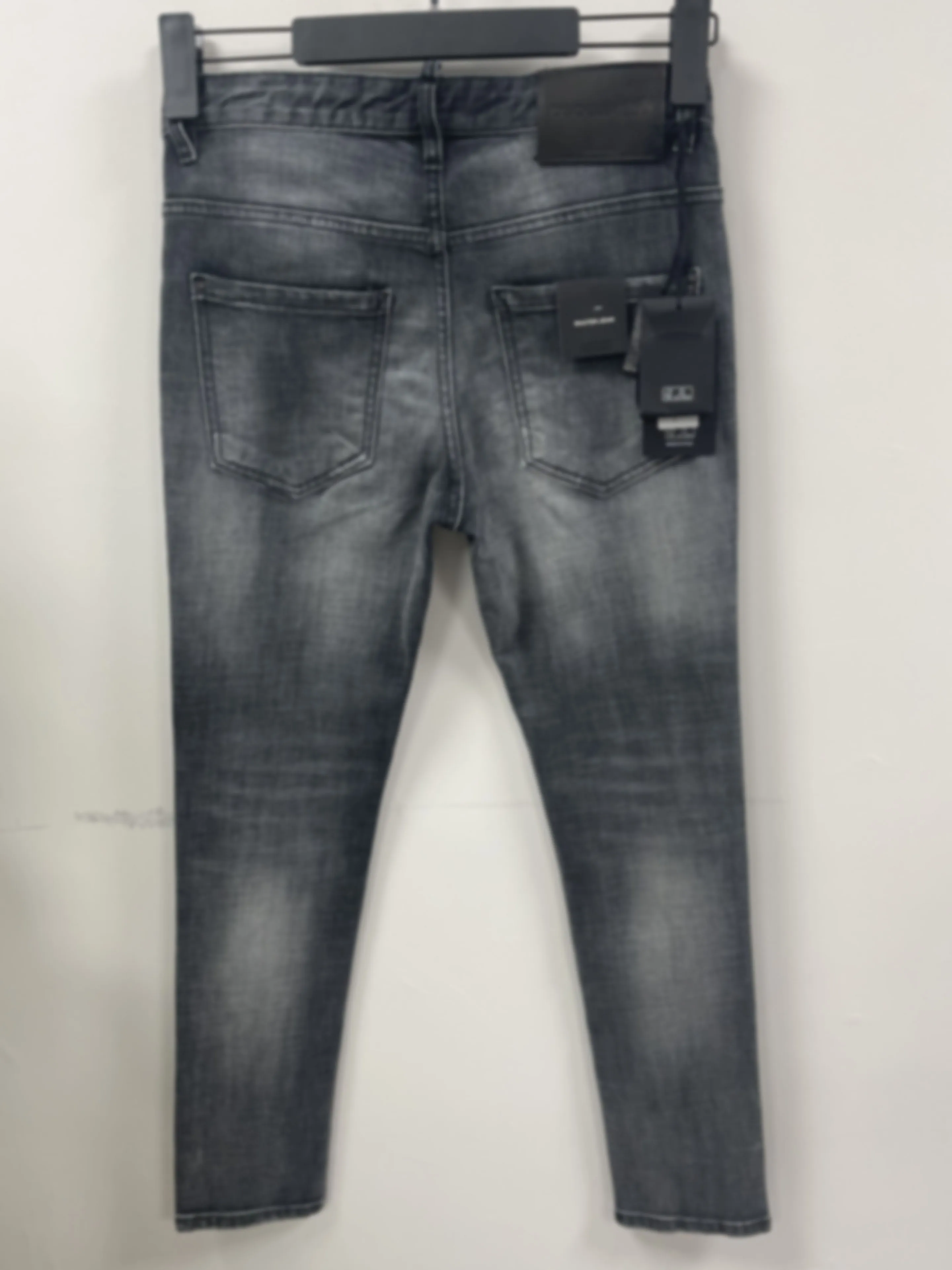 2024 новые модные мужские рваные нашивки с краской старые эластичные облегающие