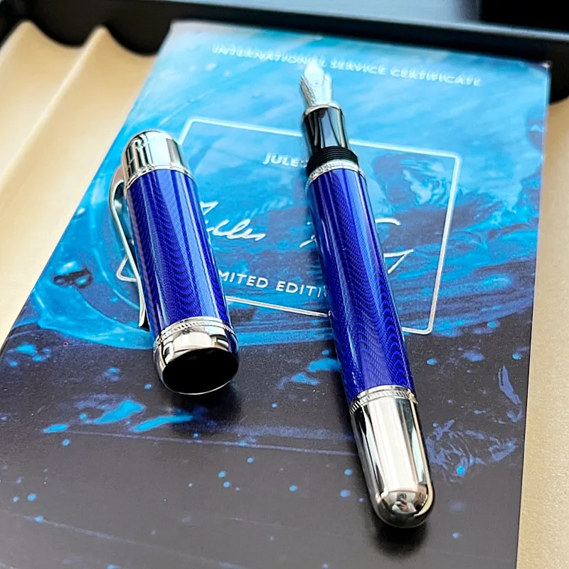 

Great Writer Jules Verne Ink Pens Luxury Ocean Blue Red Black Fountain Rollerball Ballpoint MB Writing Gift With Serial Number