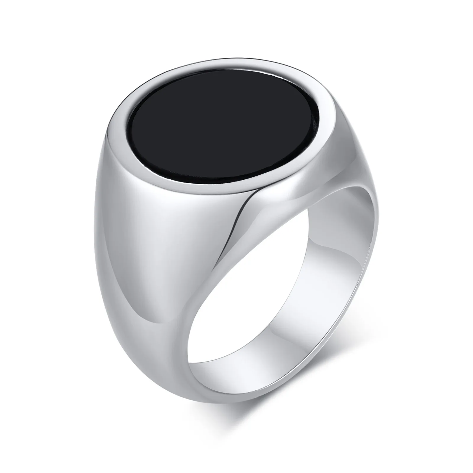 

DARHSEN Men Round Rings Black Design Silver Color Stainless Steel Fashion Anniversary Jewelry size 7 8 9 10 11 12
