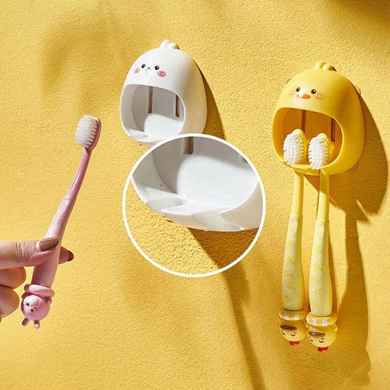 

Plastic Toothbrush Rack Wall-Mount Toothbrush Holder Self-adhesive Bathroom Organizer Tooth Brush Storage Rack Shelves