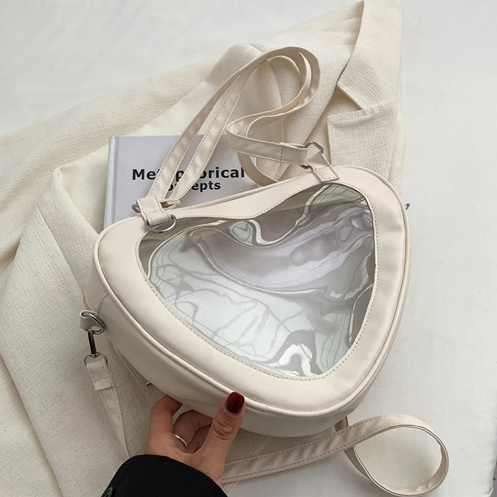 Xiaomi Women Transparent Shoulder Bag Love Heart Shaped PVC Clear Lady Girls Underarm Casual Daily Travel Handbag Totes Purse