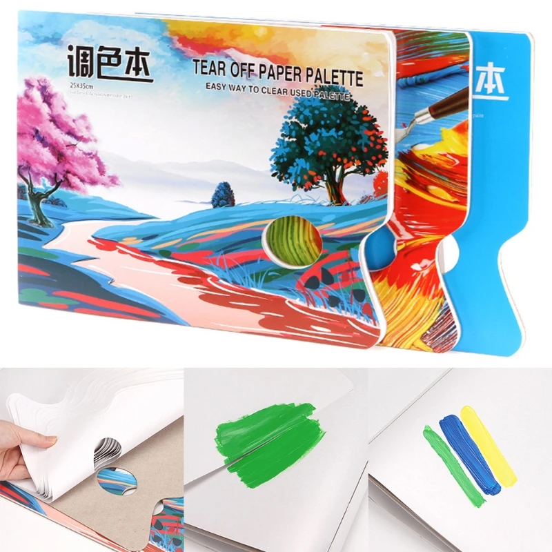 

Disposable Palettes Painting Pad with Thumb Hole for Acrylic Oils Paint Mixing Palettes for Outdoor Painting