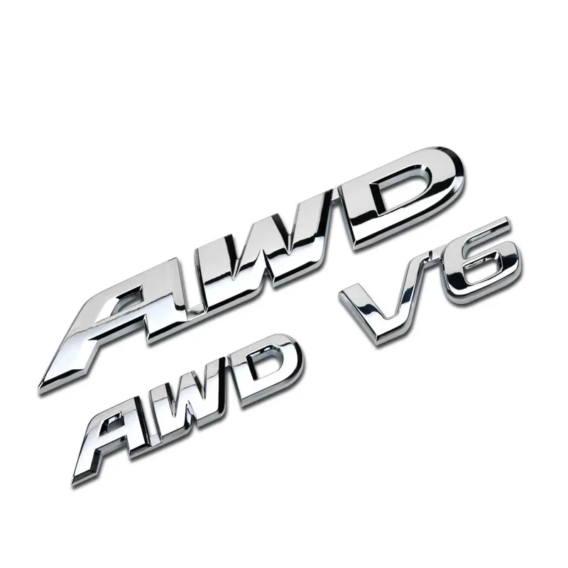 Металлическая хромированная 3d-наклейка AWD V6 с логотипом эмблема для автомобиля