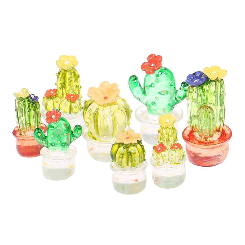 

1/12 миниатюрный кукольный домик в горшке, цветок кактуса, суккуленты, мини кактус из смолы, горшок, игрушка, мебель, кукольный домик, декорати...