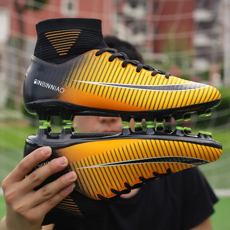 Soccer shoes men's high-top broken nails primary and middle school students youth men's game training shoes AG grass