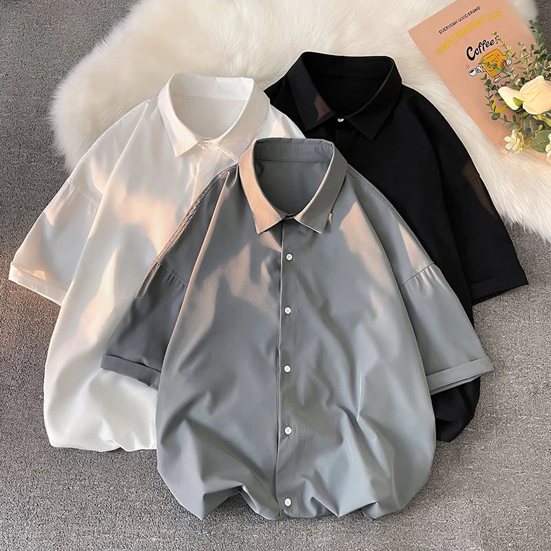 

Summer Fashion Button Short Sleeve standard Shirts Men Casual Loose Sportswear Dress Shirt Male Hipster Shirts Tops Clothing