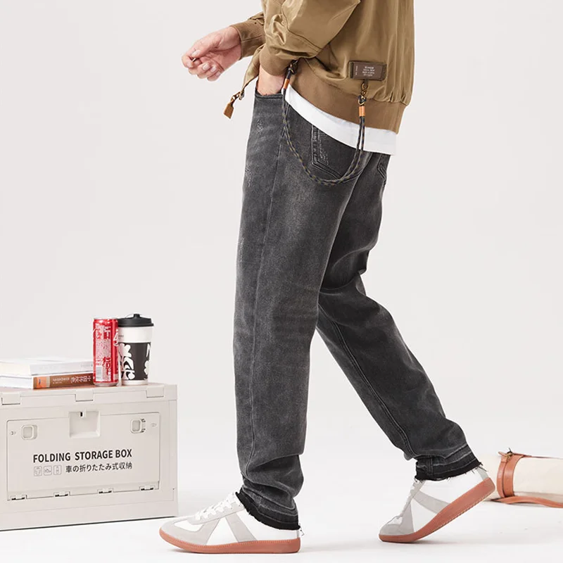 Men Clothing 2022 New Pattern Vintage Black Jeans Straight Cylinder Loose Large Mopping The Floor Wide Leg Trousers Autumn Women