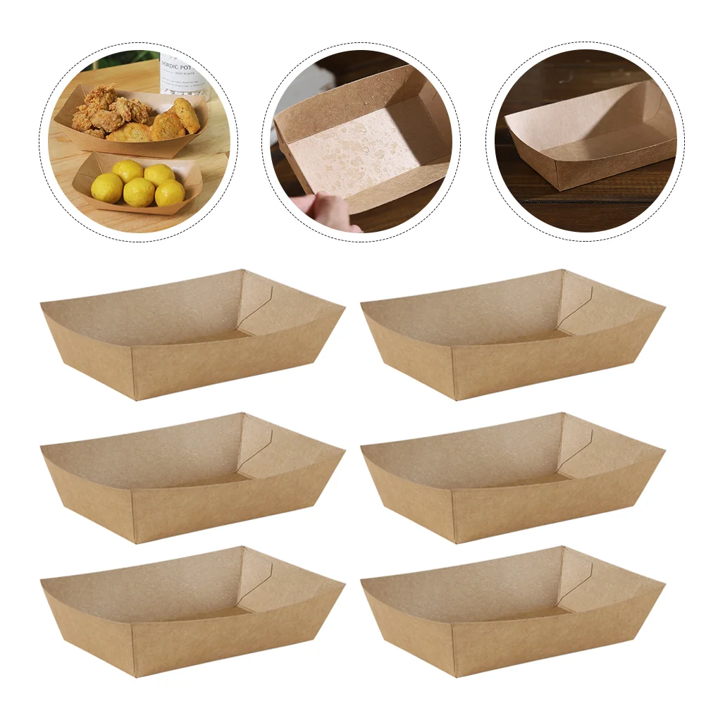 

100Pcs Paper Frying Food Box Fried Food Holder Oil Proof Snack Container Disposable Food Box for Takeout Shop