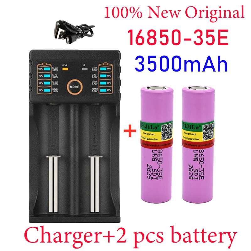 

2022 nouveau Original INR18650 35E 3.7V 3500mAh 20A décharge INR 35E 18650 Li-ion batterie 3.7v rechargeable Batterie + chargeur