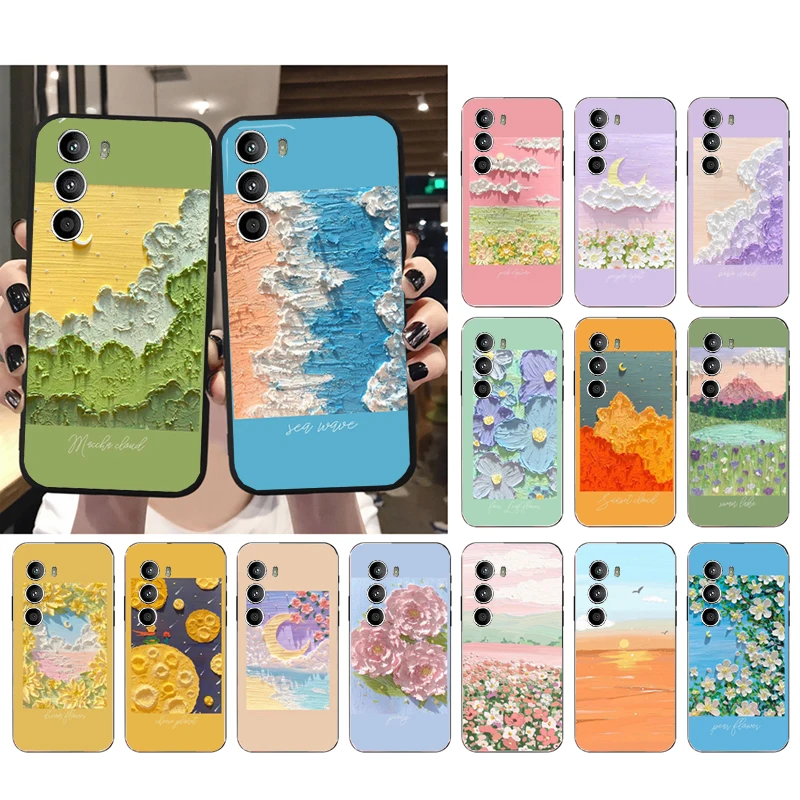 

Flower Cloud Moon Case for Motorola G22 G60 G52 G100 GStylus G30 G10 G20 G50 GPure E32 E20 E40 E7Power Edge20 lite Pro OneAction