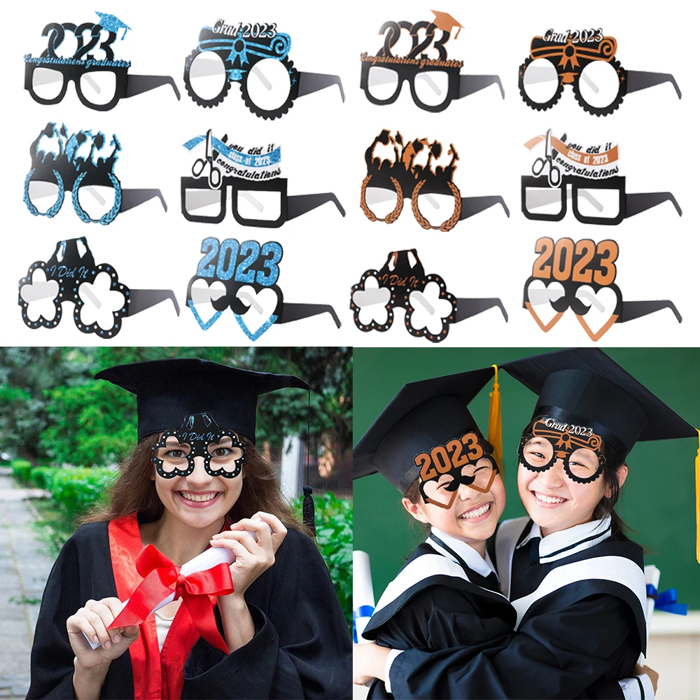 

6Pcs/set Graduation Party Decorations High School Celebration Glasses Photo Props Paper Eyeglasses Congrats Grad Party Supplies