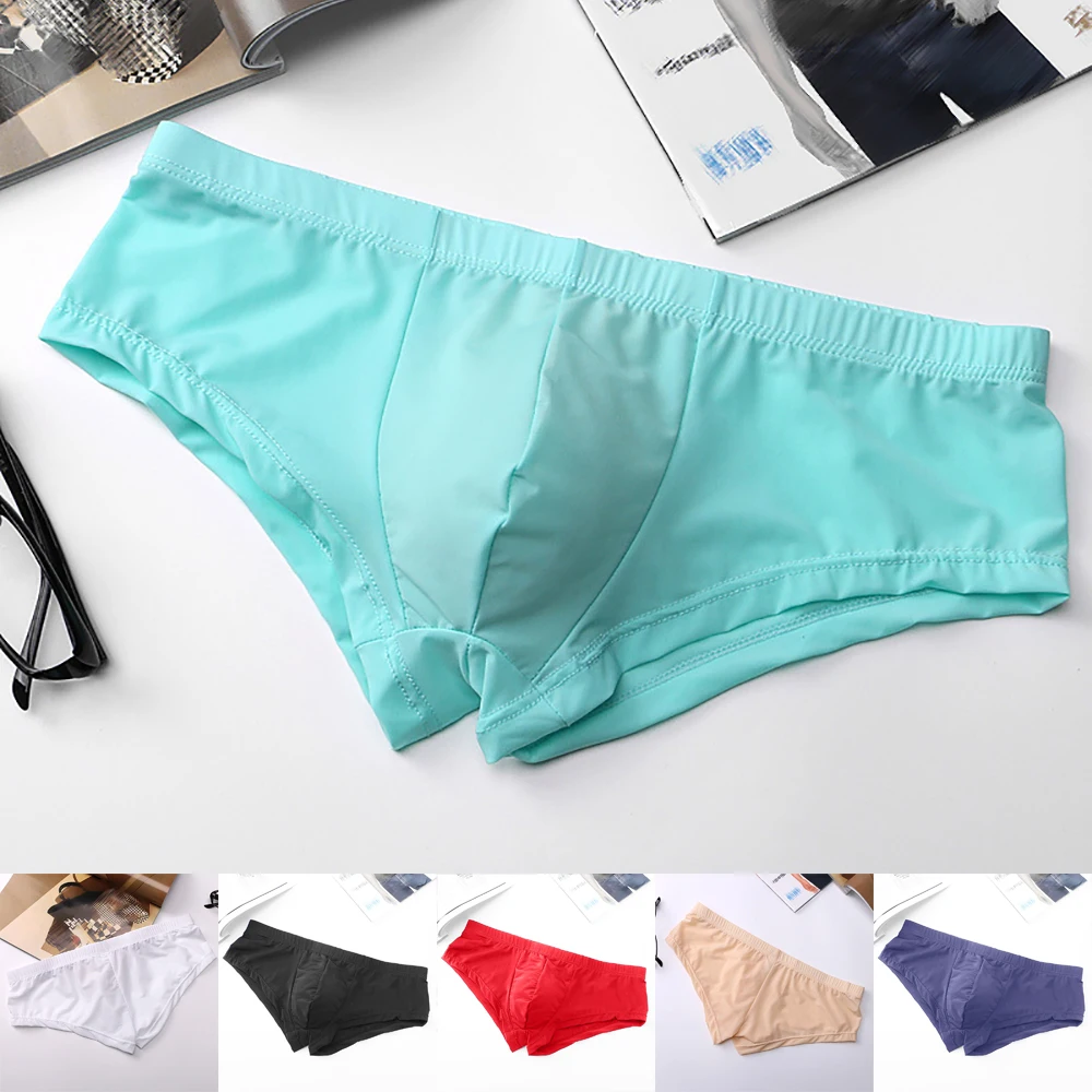 

Men's Briefs Underwear Low Waist Ice Silk Underwear Ultra-Thin Panties Sexy Men Pantie Elastic Underwear Bottom Shorts Pant