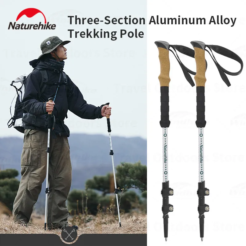 

Naturehike 520g/a Pair Climbing Poles Outdoor 3 Sections Aluminum Alloy Trekking Poles Portable Ultralight Hiking Equipment