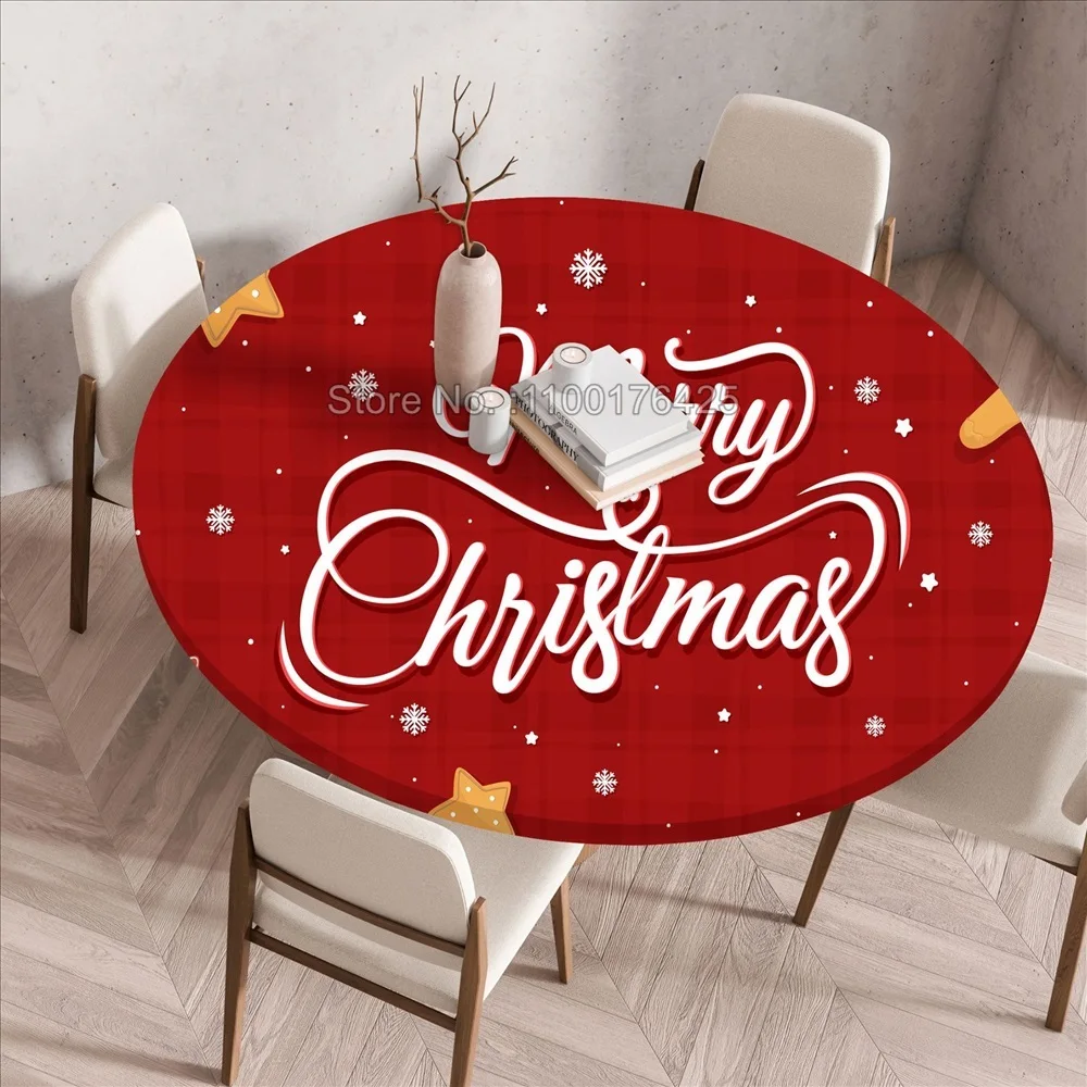 Рождественская круглая 3D скатерть с эластичными краями Имбирное печенье