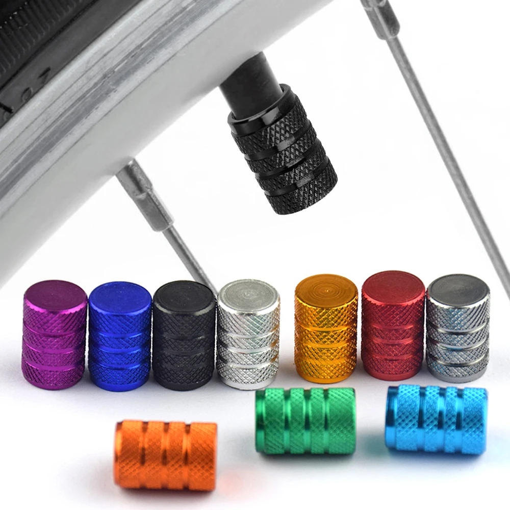 

4Pcs Car Tire Valve Stems Cap Knurling Style Tire Valve Cap Aluminum Tire Wheel Stem Air Valve Cap for Car Motorcycles