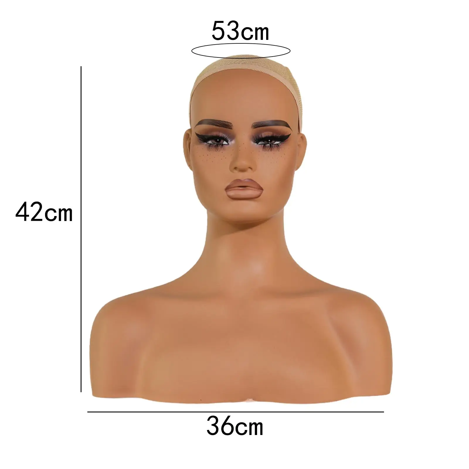 Голова манекена из ПВХ окружность головы 53 см с подставкой для макияжа подставка