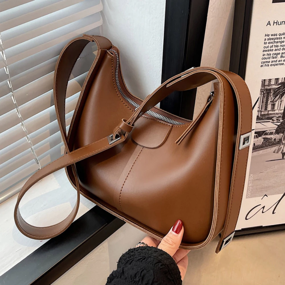 PU Leather Crossbody Bags Women Vintage Ladies Fashion Shoulder Handbags Brown Luxury Designer Large Capacity Messenger Bags