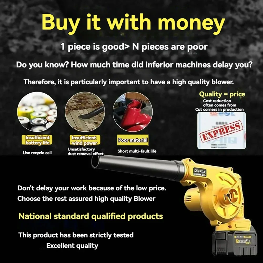 Перезаряжаемый вентилятор 2 в 1 сверхсильный для листьев беспроводной