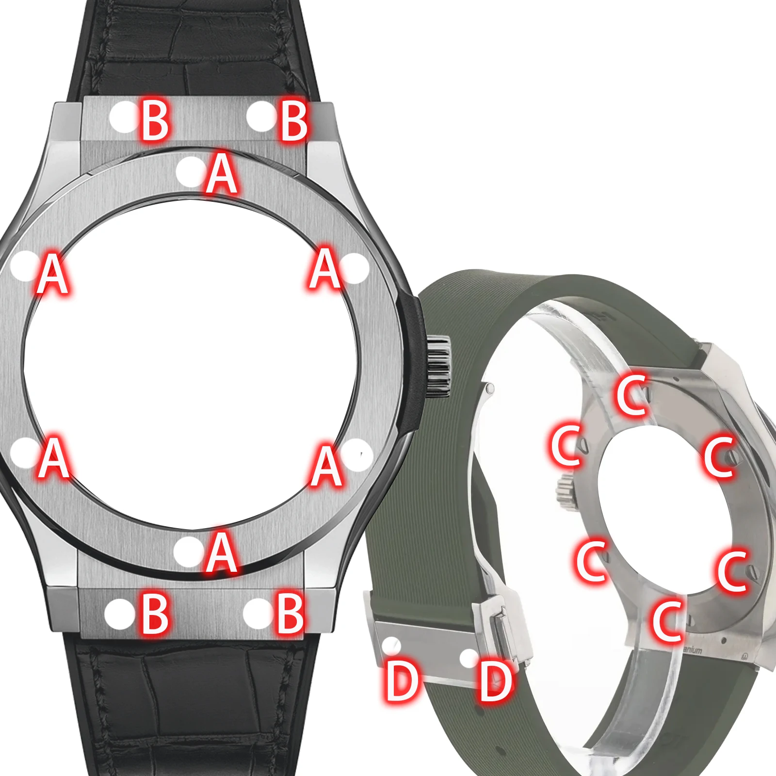 Фото Винт для часов Hublot 511 521 528 Classic Fusion 45 мм: безель/задняя крышка/ремешок/пряжка №2