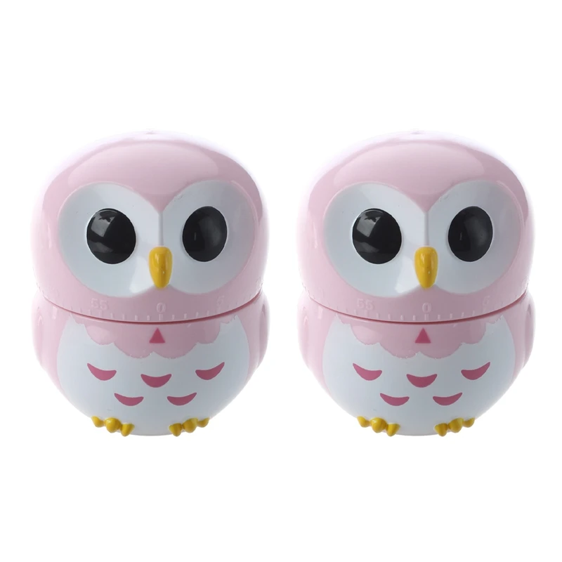 

2X Owl Egg Timer Hourglass Egg Timer Kitchen Timer (1-60 Minutes) (Pink)