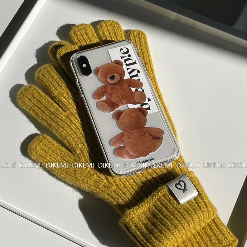 

Korean ins cute brown bear case for iphone 13/11/12promax/XR/xsmax mobile phone case transparent soft cover