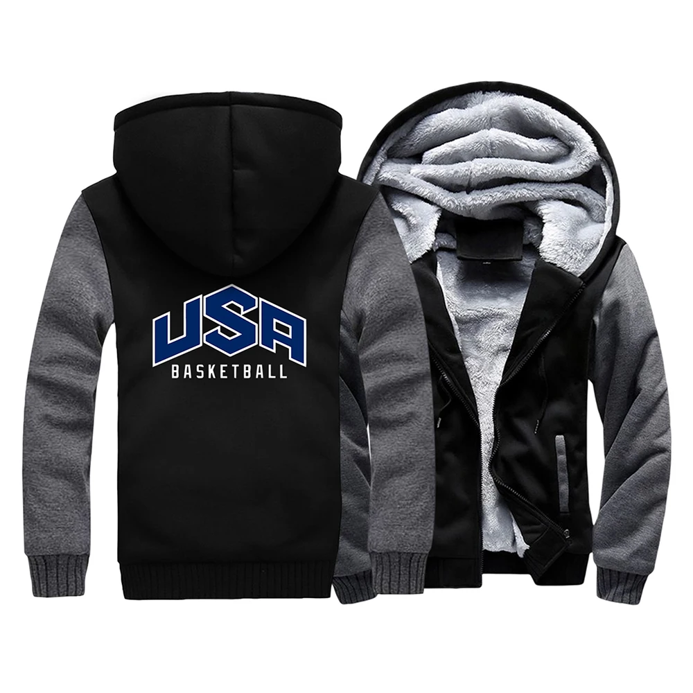 Американский баскетбольный принт Мужские Теплые Топы на молнии с длинными