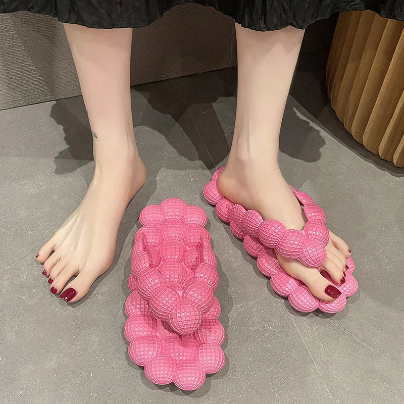 2023 New Summer Flip Flops Women Street Slippers Soft PVC Girls Peanut Massage Slides Slip-on Ladies Fashion Bubble Sandals