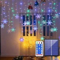 3 5m new christmas solar lights snowflake decoration led fairy string lights flash light for new year curtain outdoor party dec