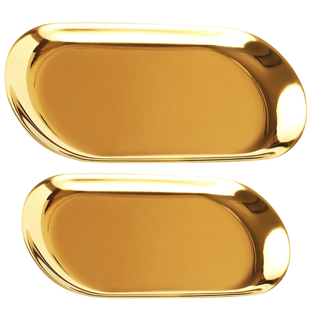 

2 Pcs Nordic Decor Gold Tray Coffee Table Gold Oval Tray Oval Serving Tray Small Gold Tray