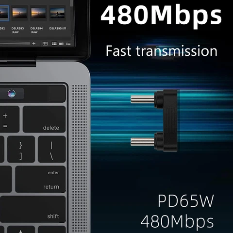 Переходник 2 в 1 «Папа-папа» USB C, адаптер Type C 2,0 480 Мбит/с, передача данных PD65W, зарядка для MacBook Pro, Samsung, Xiaomi, Huawei