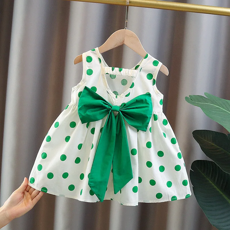 

2023 Girls Children Bow Knot Princess Dress Set Summer Dress Baby Breathable Clothes