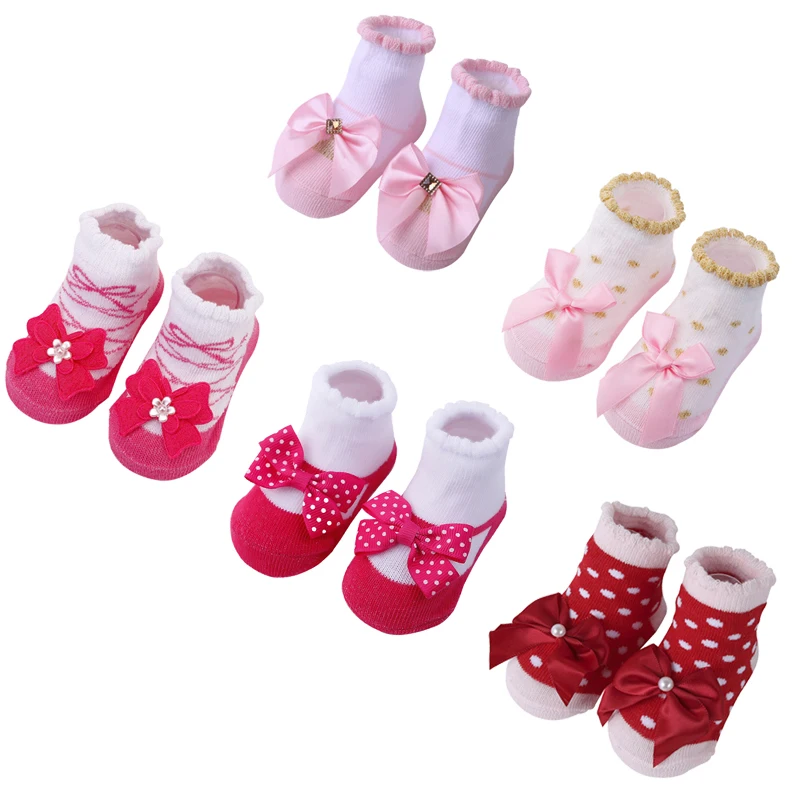 

Baby Girl Socks Cute Lace Bows Flower Non-slip Newborn Socks Cotton Princess Girls Socks Toddler Clothes Baby Gift Autumn Socks
