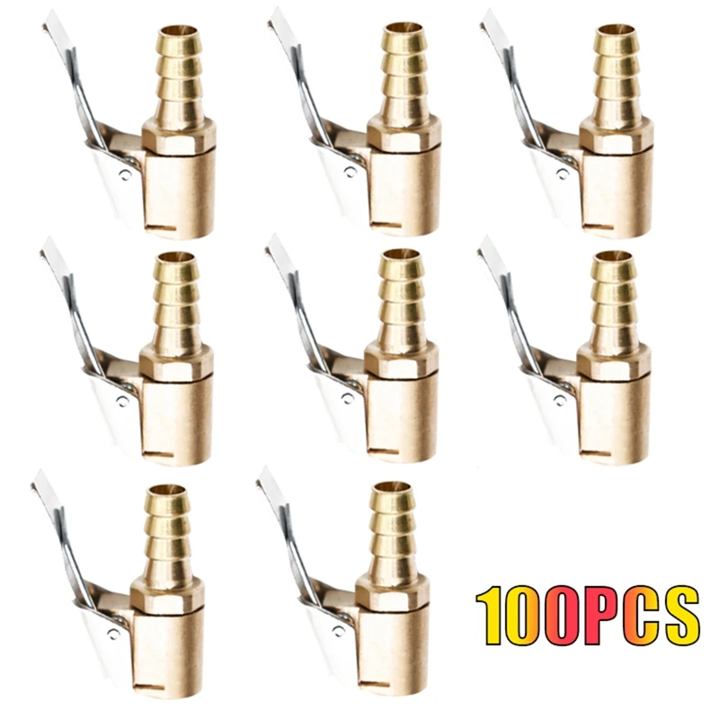 

100x автомобильный аккумулятор, соединитель клапана насоса, зажим, адаптер, автомобильный латунный 8 мм колесный клапан шины для надувного насоса