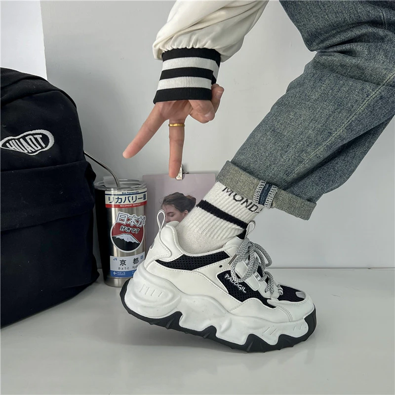 Teenages Girls Shoes Lace Up Sneakers High Platform Casual Running Shoes Big Girls Breathable Outdoor Sports Shoes Chunky Shoes