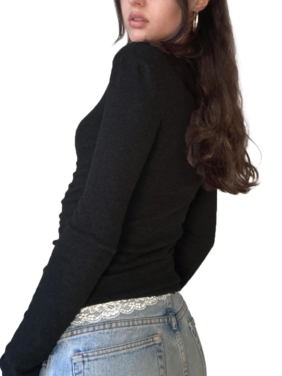 

Women s Casual Lace Patchwork Long Sleeve Pullover Shirt with Slim Fit for Club Streetwear