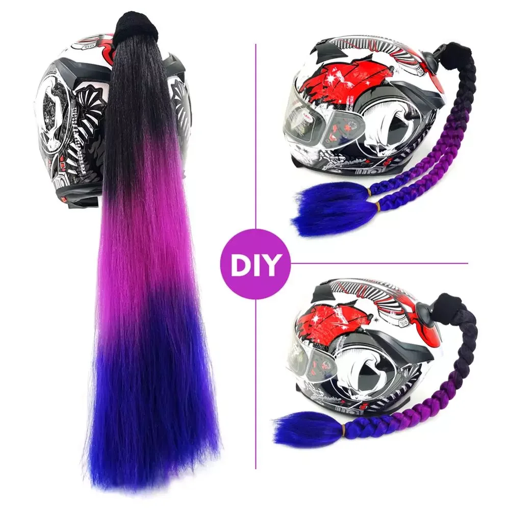 

Punk Style Motorcycle Gradient Ramp Helmet Braids Twist Braid Horn Motocross Motorbike Full Face Off Road Moto Decoration