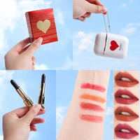 2 pcsset heart beating lipstick matte texture lip gloss long lasting creative headphone box design lipstick makeup cosmetic