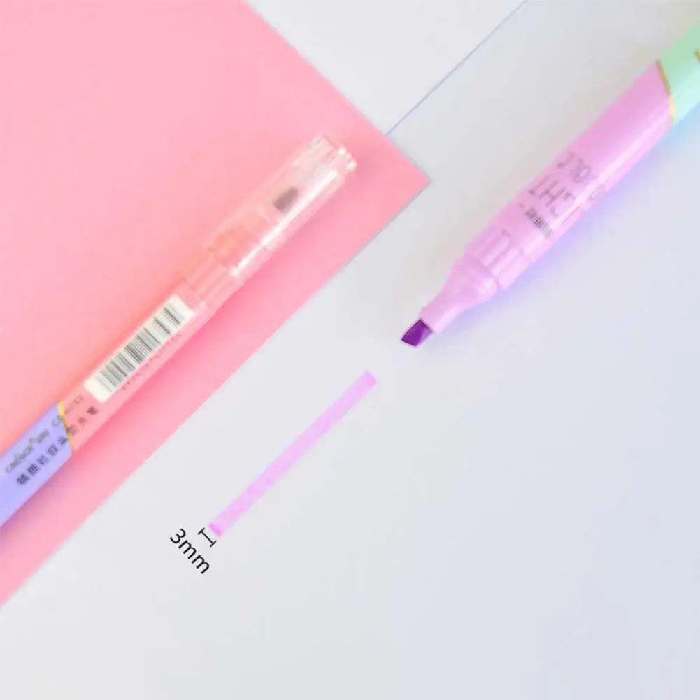 

6Pcs Highlighters Pen Anti-fade Eco-friendly Soft Tip Double Tip Dual Color Drawing Marker Pen Highlighters for Gift