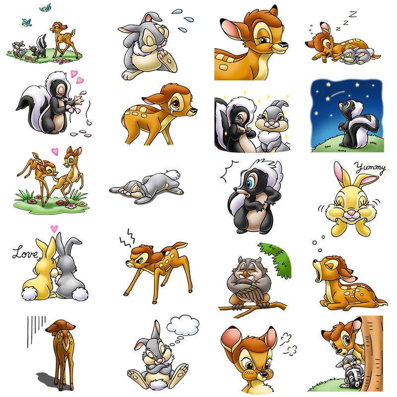 

Disney Bambi Anime Movies Heat Transfer Patches Child Adult Baby Clothing Sticker DIY Cartoon Deer Printed Kids Christmas Gift